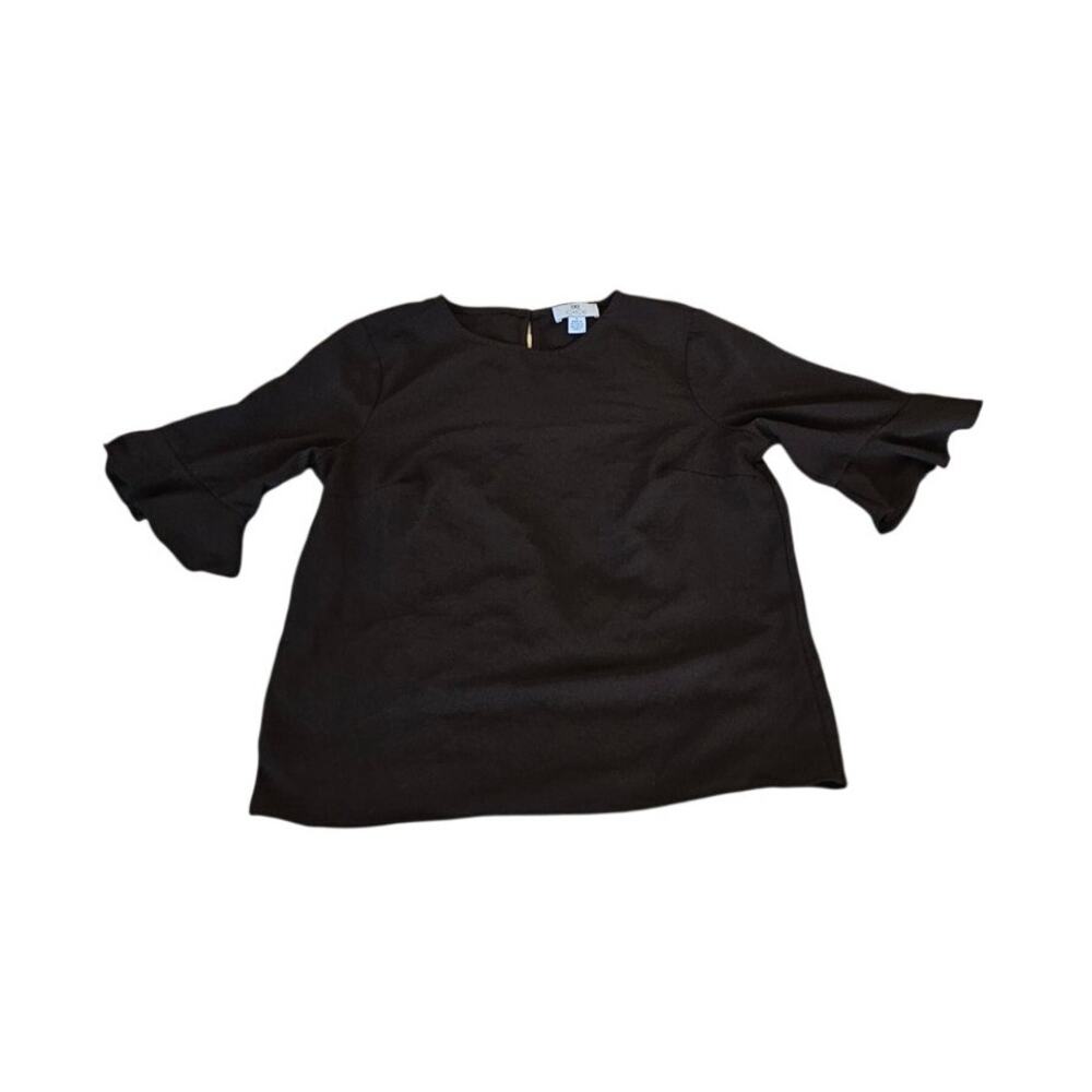 CeCe Black Ruffle Sleeve Blouse Size Small Elegant Flounce Sleeve Top